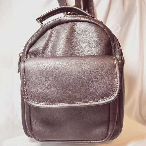 Brown Leather Back Pack-Small-NWOT-CC/ID Holder-Handle-Adjustable Strap-Unisex main image 13